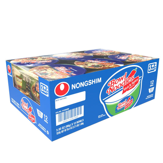Nongshim Bowl Noodle Soup Hot and Spicy 3.03 Ounce Pack of 12