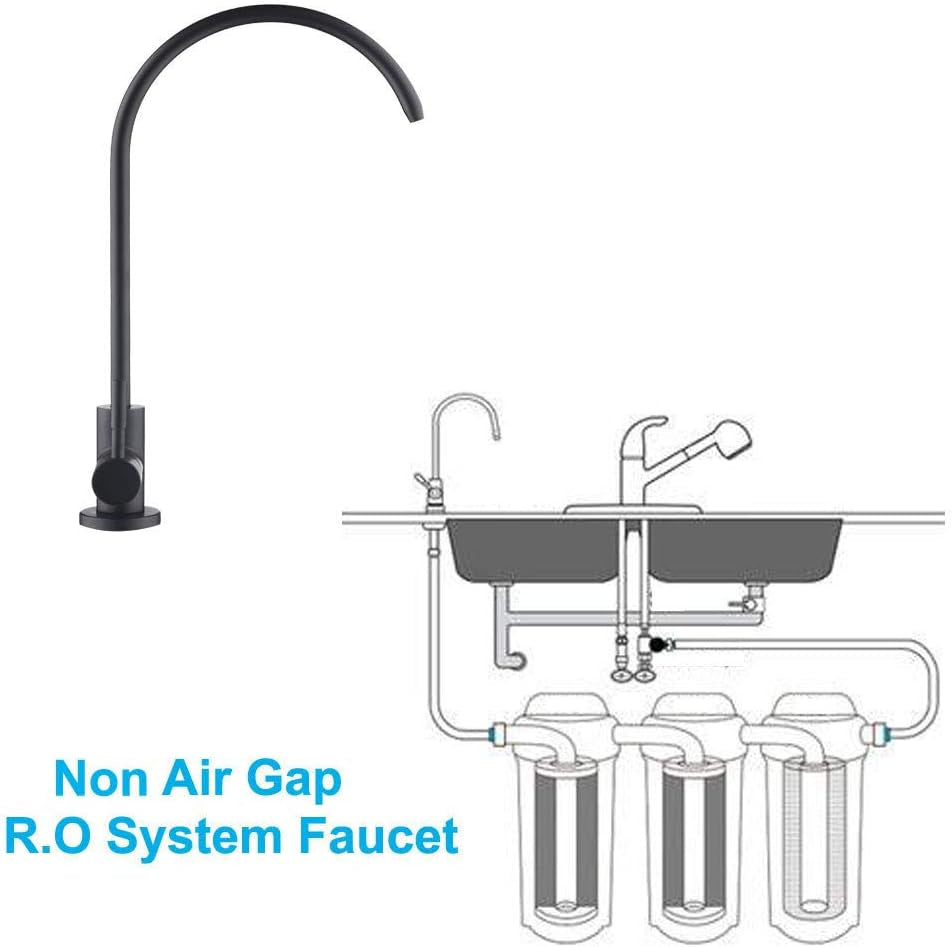 Drinking Water Faucet, Kitchen Beverage Faucet in 304 Stainless Steel, Non-Air-Gap Pure Water Filter Faucet for Sink, Fit for Reverse Osmosis Water Purify System
