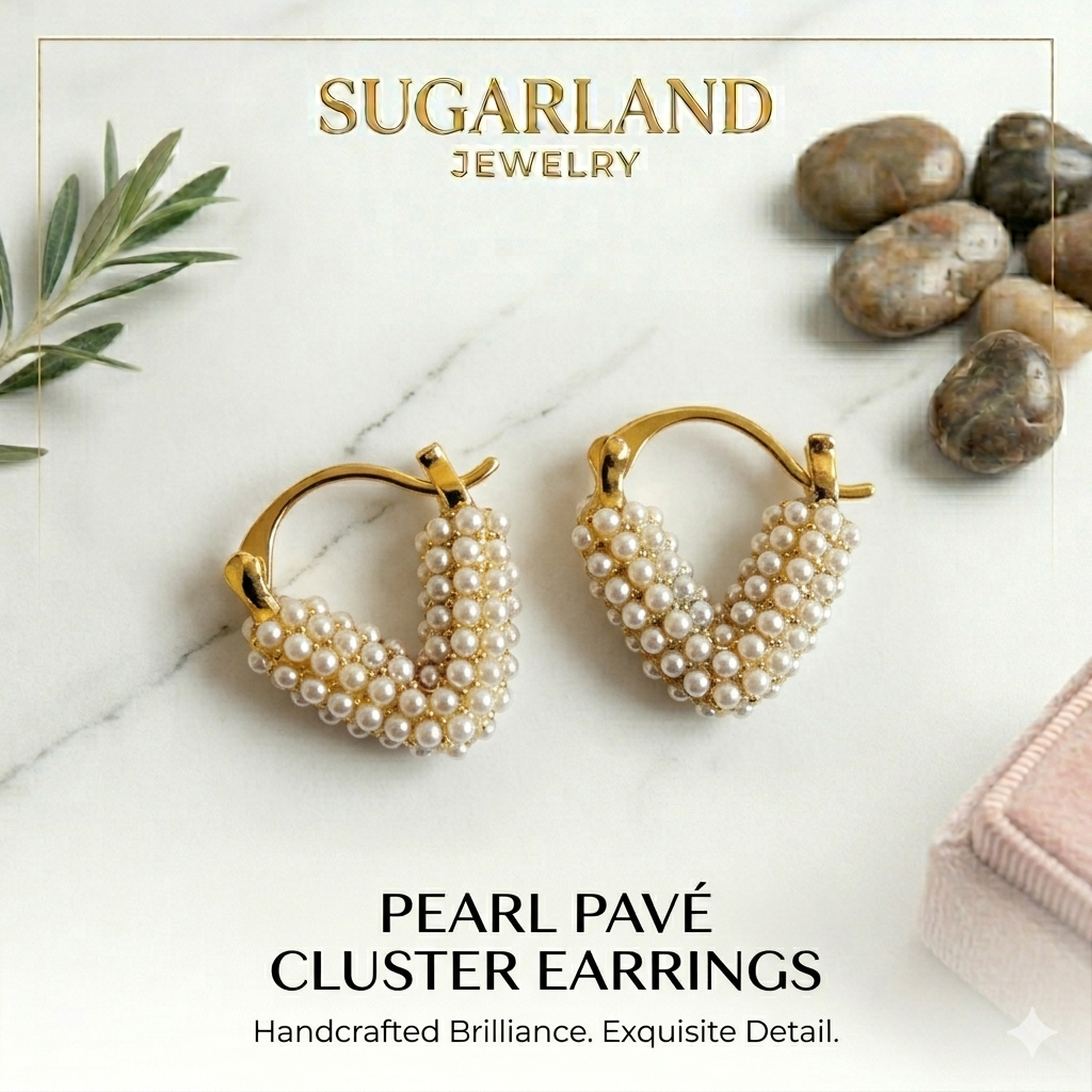 Pearl Pavé Cluster Earrings