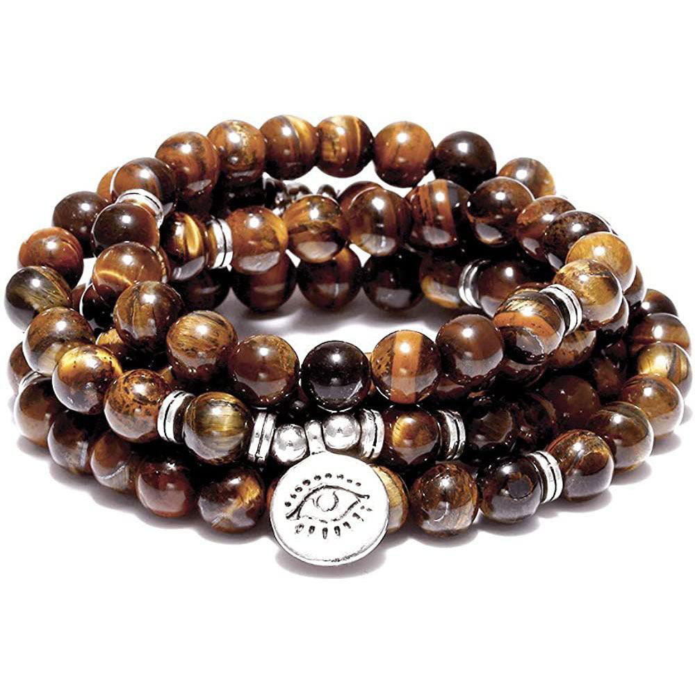 Amazon Stone Tiger Eye Stone Necklace 108 Buddha Beads Bracelet - Jewelry Trends USA