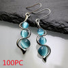 Bohemian Curved Wavy Earrings with Hylan Cat's Eye Gemstone - Jewelry Trends USA