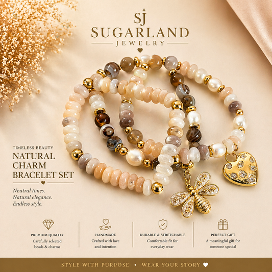 Golden Meadow Charm Bracelet Set