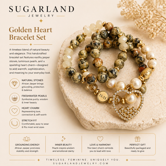 Golden Heart Bracelet Set