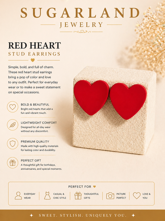 Red Heart Stud Earrings ❤️