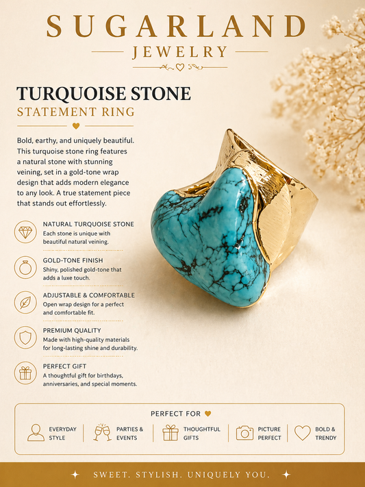 Turquoise Stone Statement Ring 💙