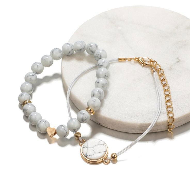 Chic Geometric Fringed Pine Stone Bracelet Set - 4 Pcs - Jewelry Trends USA