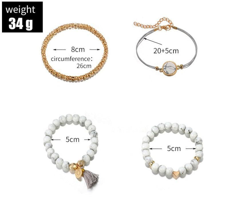 Chic Geometric Fringed Pine Stone Bracelet Set - 4 Pcs - Jewelry Trends USA
