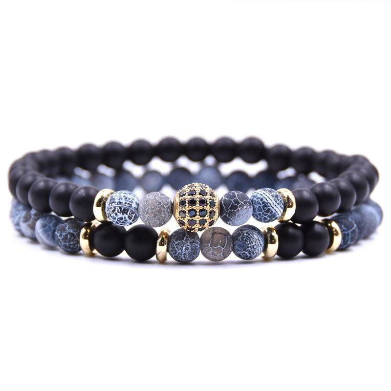 Chic Natural Stone Bracelet Set with Sparkling Zircon Charms - Jewelry Trends USA