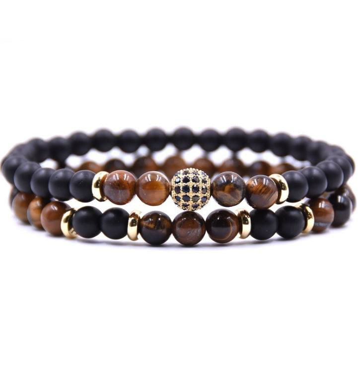 Chic Natural Stone Bracelet Set with Sparkling Zircon Charms - Jewelry Trends USA