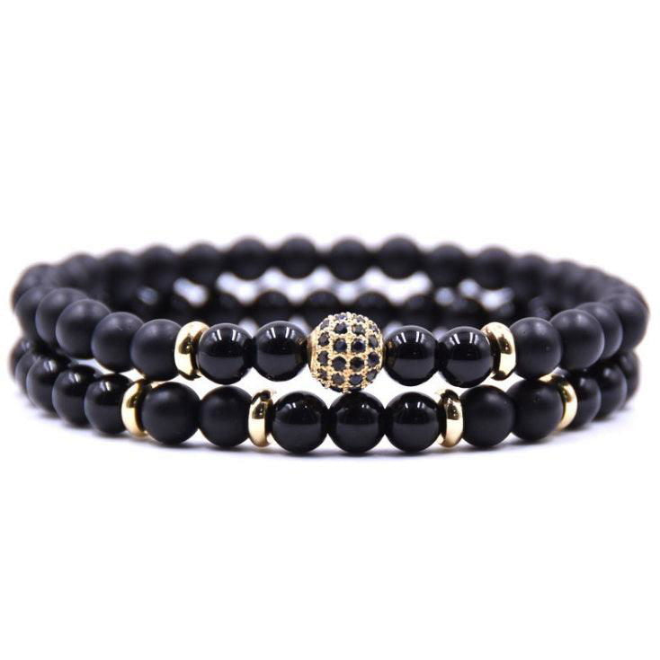 Chic Natural Stone Bracelet Set with Sparkling Zircon Charms - Jewelry Trends USA