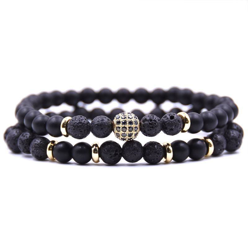 Chic Natural Stone Bracelet Set with Sparkling Zircon Charms - Jewelry Trends USA