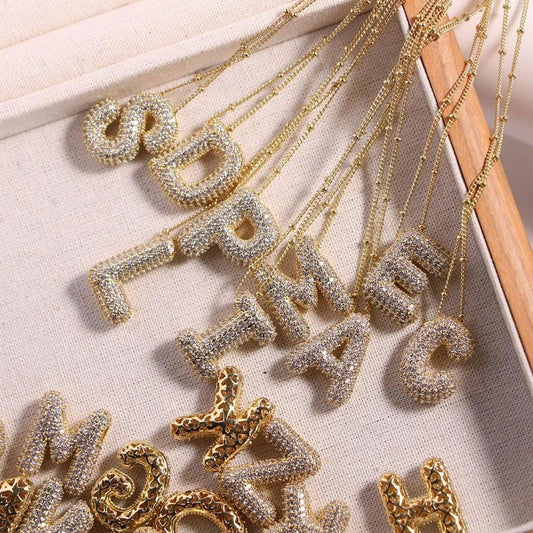 Copper Gold Plated IG Style Korean Style Plating Inlay Letter Zircon Pendant Necklace - Jewelry Trends USA