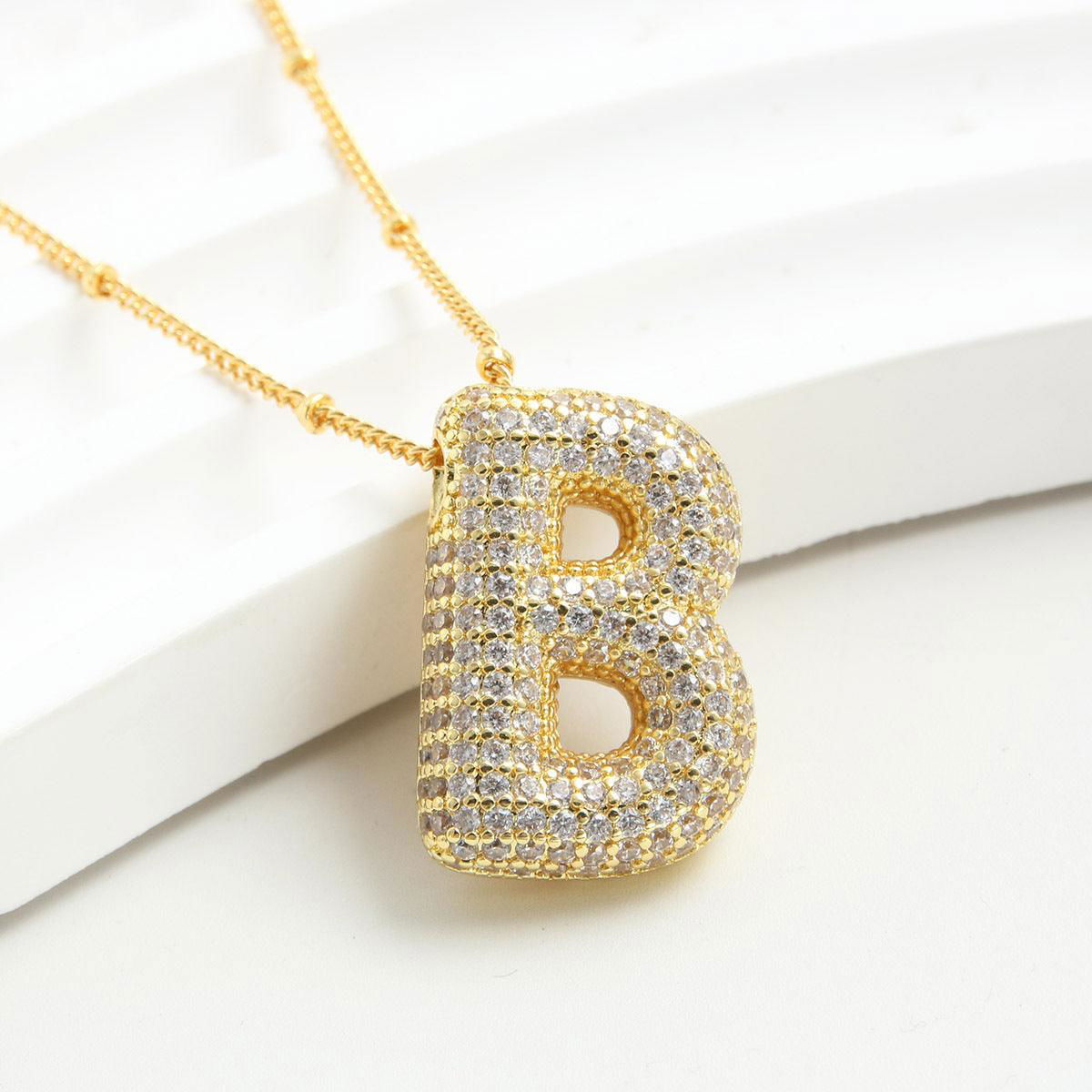 Copper Gold Plated IG Style Korean Style Plating Inlay Letter Zircon Pendant Necklace - Jewelry Trends USA
