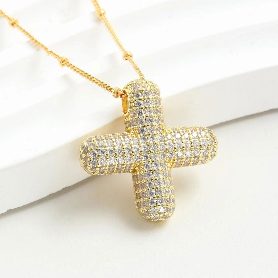 Copper Gold Plated IG Style Korean Style Plating Inlay Letter Zircon Pendant Necklace - Jewelry Trends USA