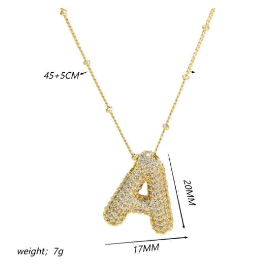 Copper Gold Plated IG Style Korean Style Plating Inlay Letter Zircon Pendant Necklace - Jewelry Trends USA