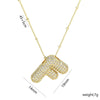 Copper Gold Plated IG Style Korean Style Plating Inlay Letter Zircon Pendant Necklace - Jewelry Trends USA