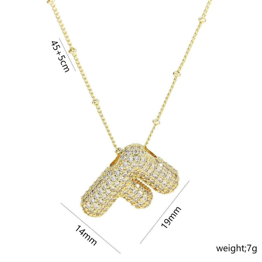 Copper Gold Plated IG Style Korean Style Plating Inlay Letter Zircon Pendant Necklace - Jewelry Trends USA