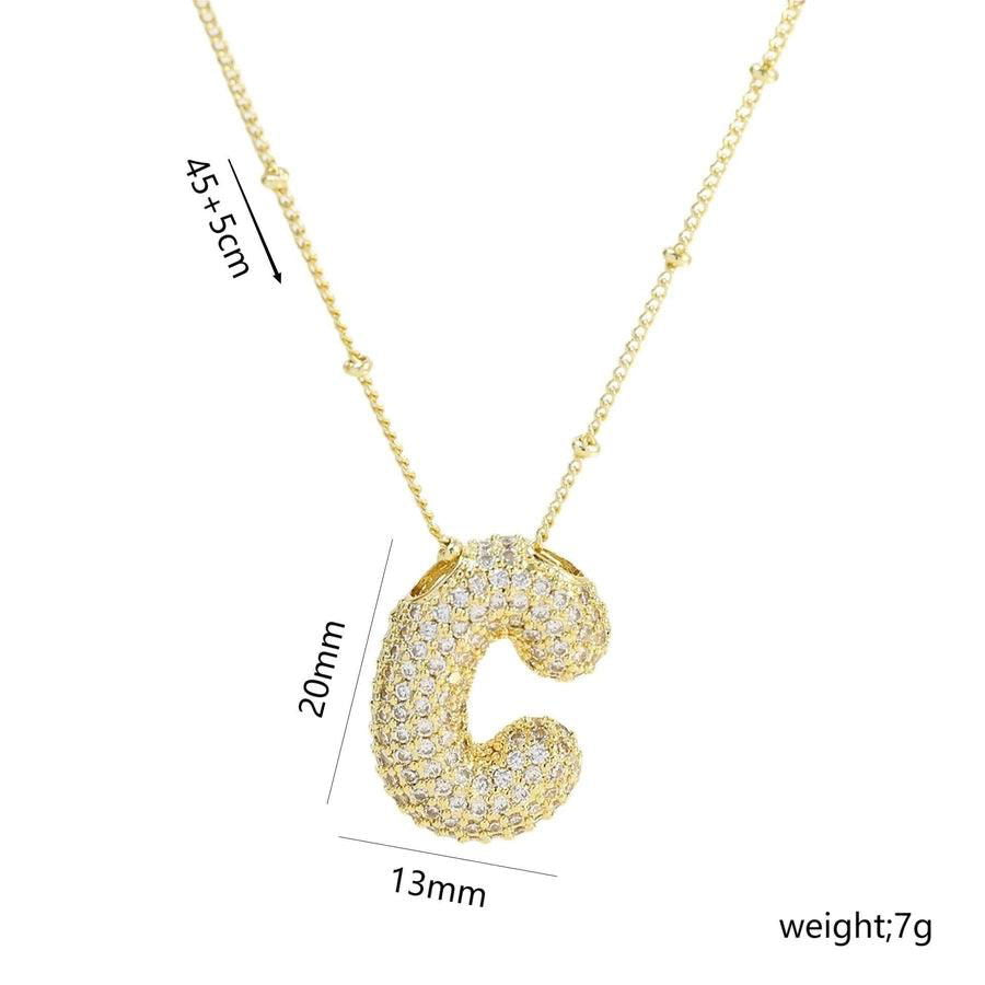 Copper Gold Plated IG Style Korean Style Plating Inlay Letter Zircon Pendant Necklace - Jewelry Trends USA
