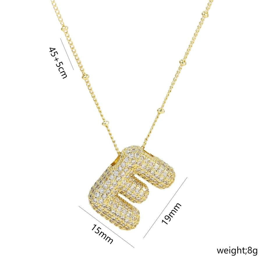 Copper Gold Plated IG Style Korean Style Plating Inlay Letter Zircon Pendant Necklace - Jewelry Trends USA
