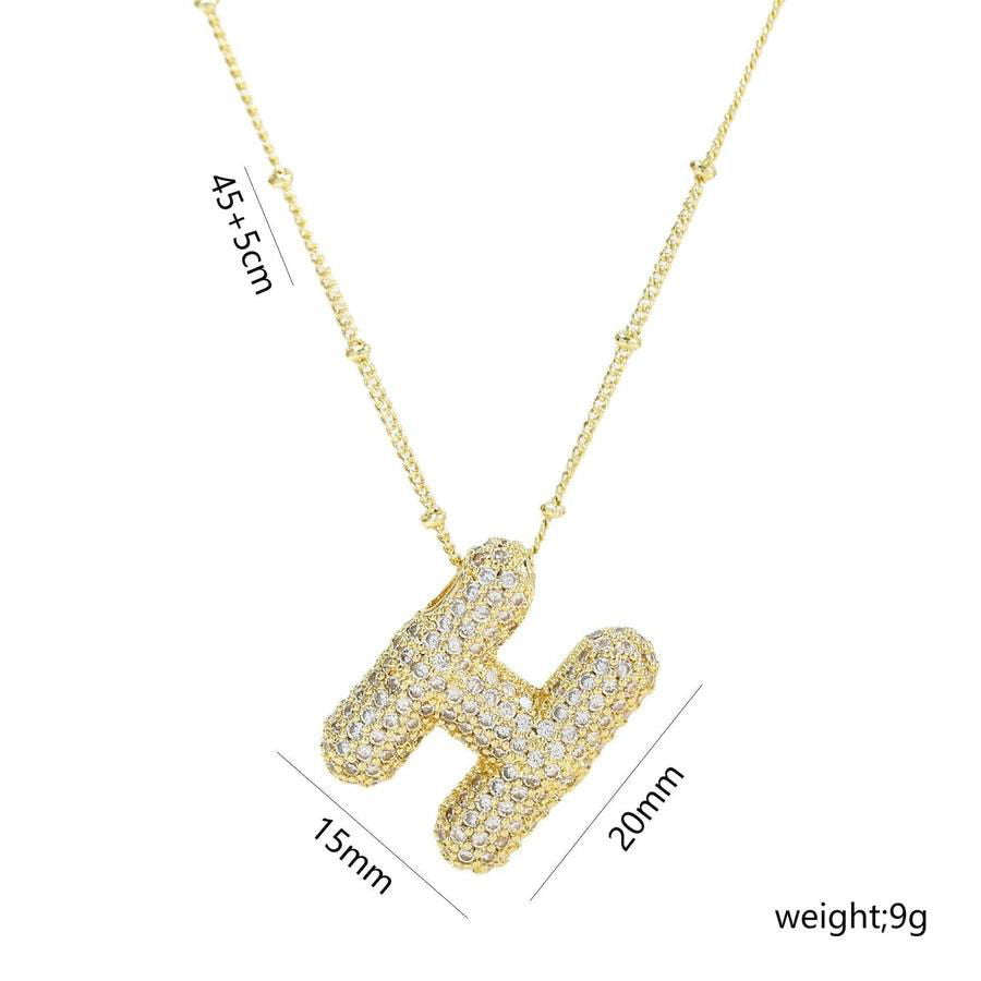 Copper Gold Plated IG Style Korean Style Plating Inlay Letter Zircon Pendant Necklace - Jewelry Trends USA