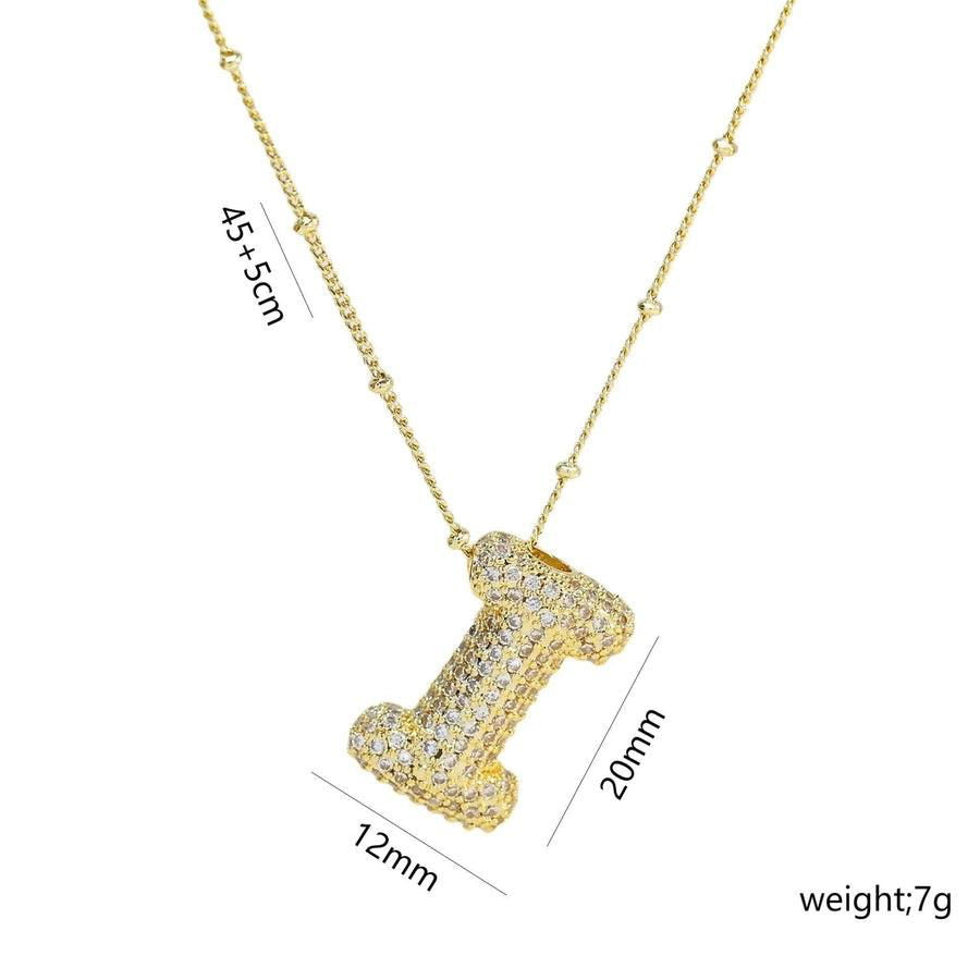 Copper Gold Plated IG Style Korean Style Plating Inlay Letter Zircon Pendant Necklace - Jewelry Trends USA