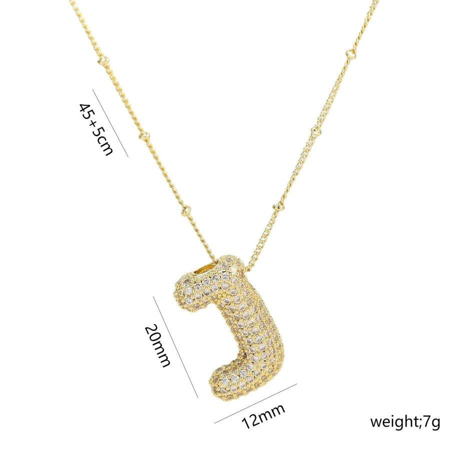 Copper Gold Plated IG Style Korean Style Plating Inlay Letter Zircon Pendant Necklace - Jewelry Trends USA