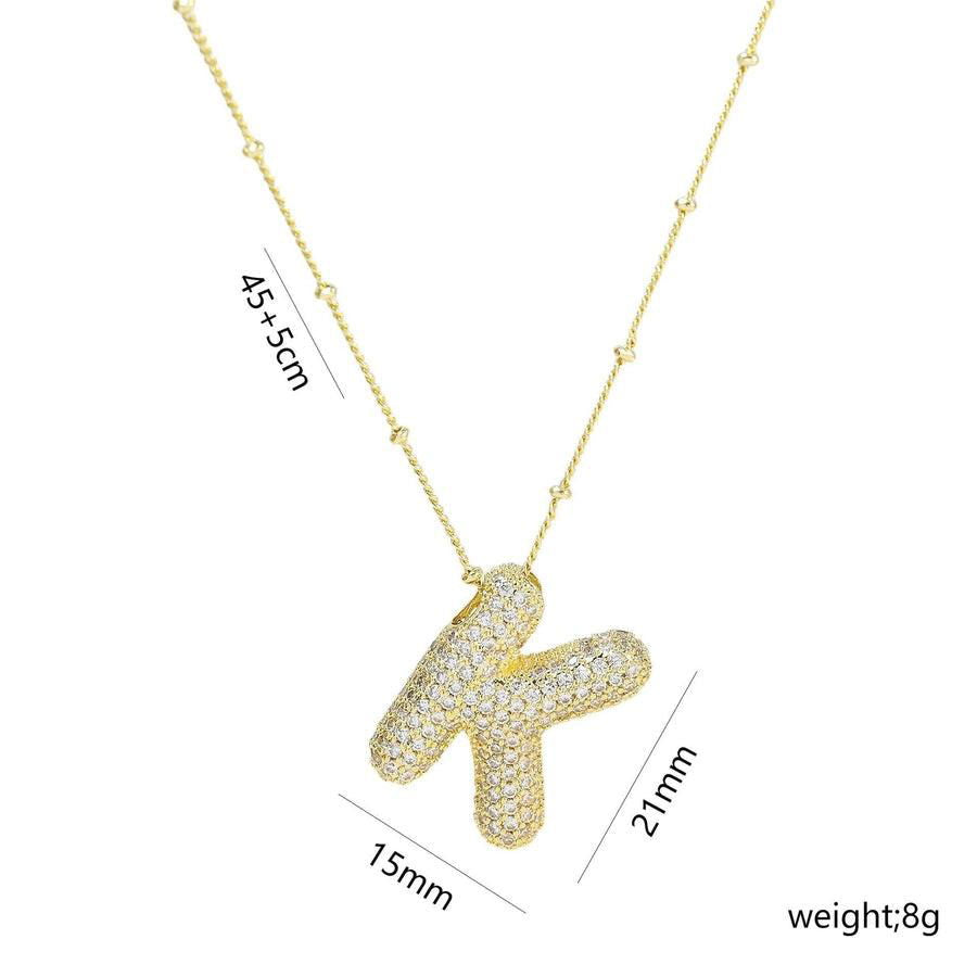 Copper Gold Plated IG Style Korean Style Plating Inlay Letter Zircon Pendant Necklace - Jewelry Trends USA