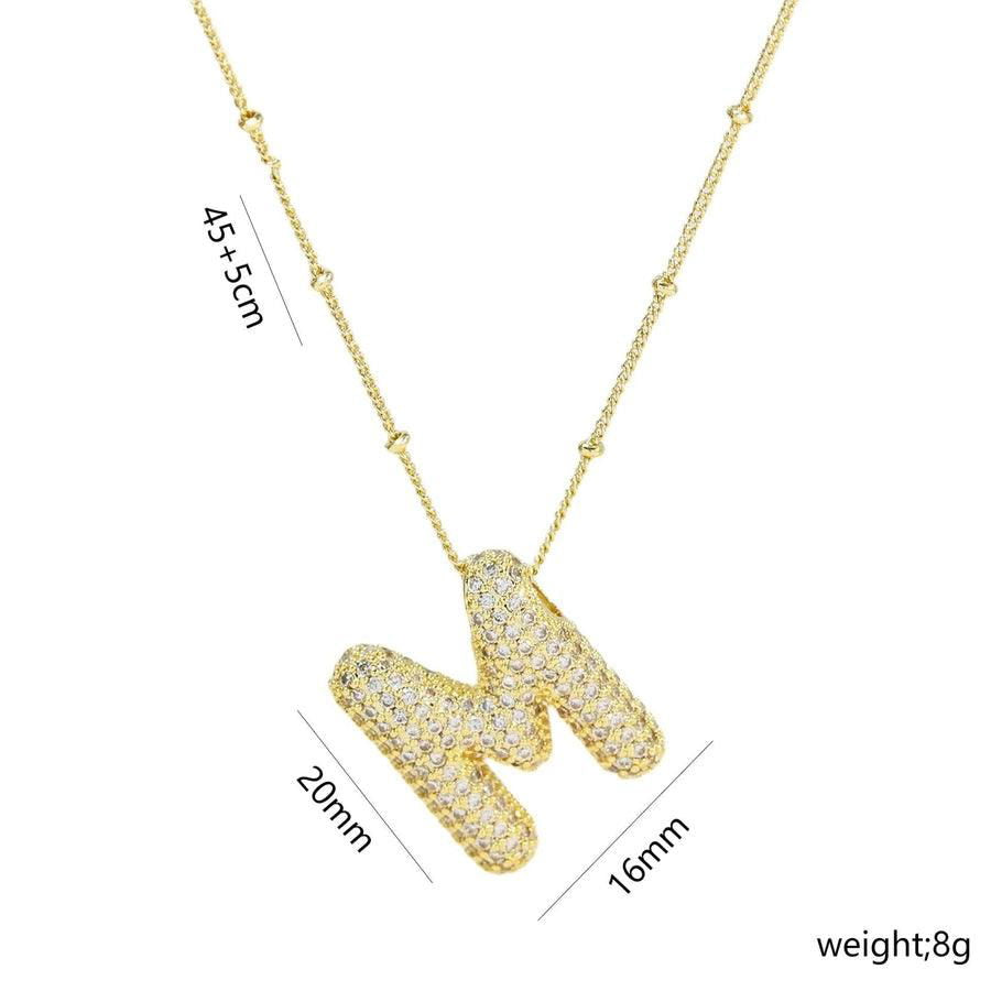 Copper Gold Plated IG Style Korean Style Plating Inlay Letter Zircon Pendant Necklace - Jewelry Trends USA