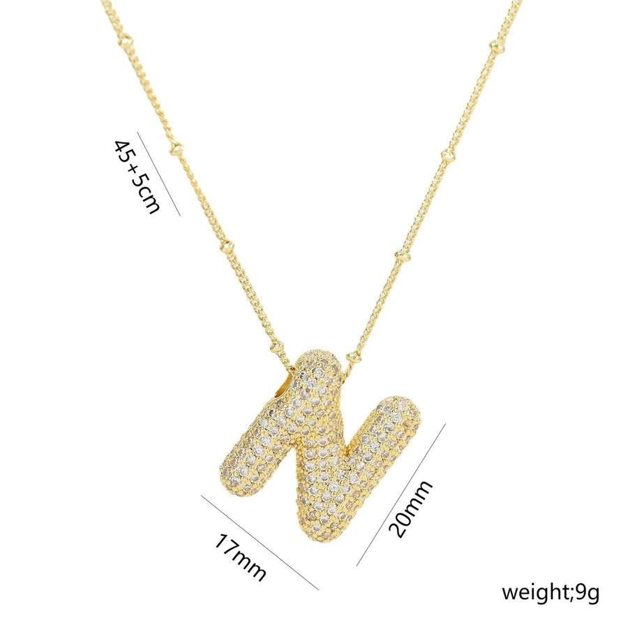 Copper Gold Plated IG Style Korean Style Plating Inlay Letter Zircon Pendant Necklace - Jewelry Trends USA