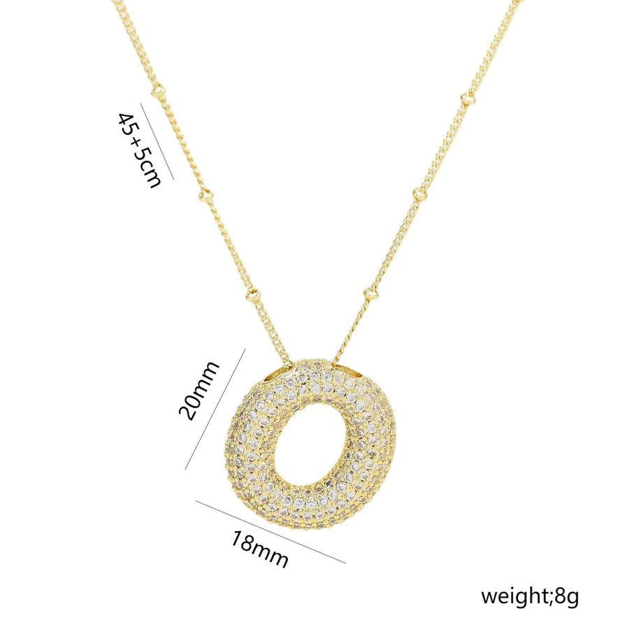 Copper Gold Plated IG Style Korean Style Plating Inlay Letter Zircon Pendant Necklace - Jewelry Trends USA