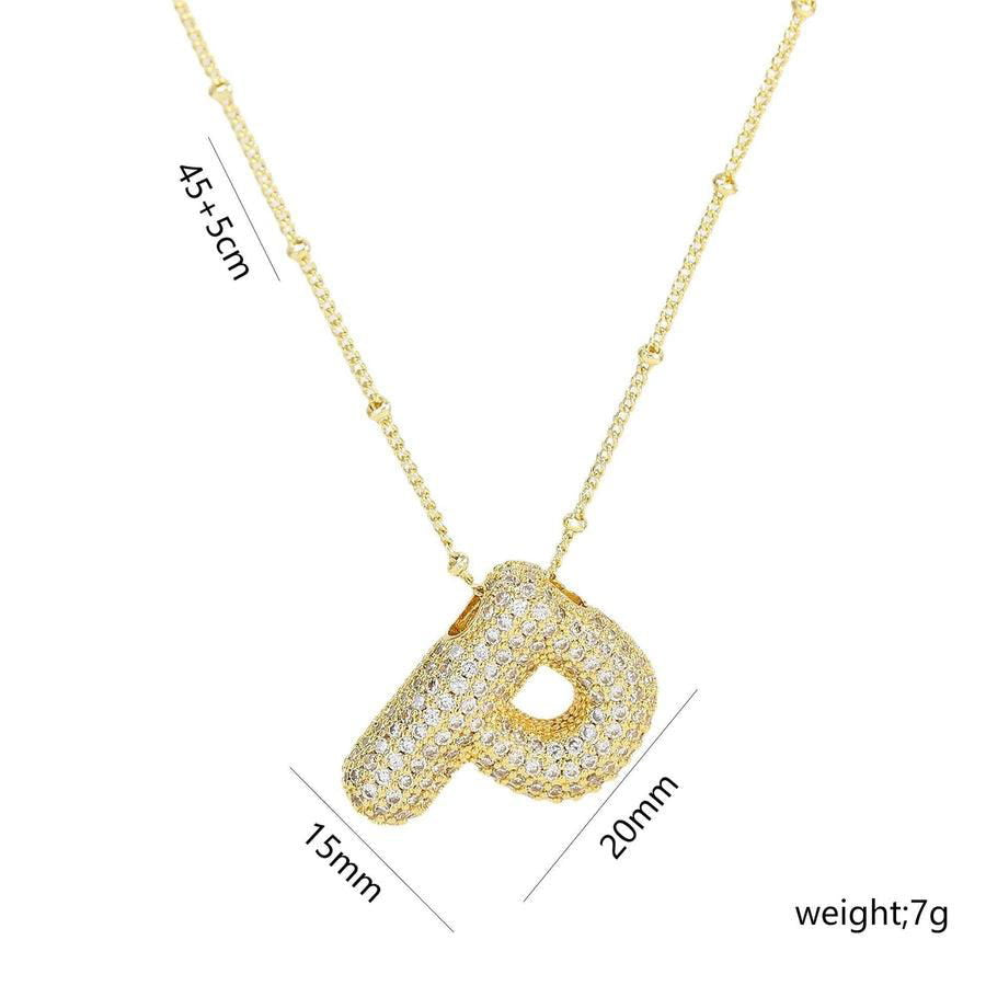 Copper Gold Plated IG Style Korean Style Plating Inlay Letter Zircon Pendant Necklace - Jewelry Trends USA