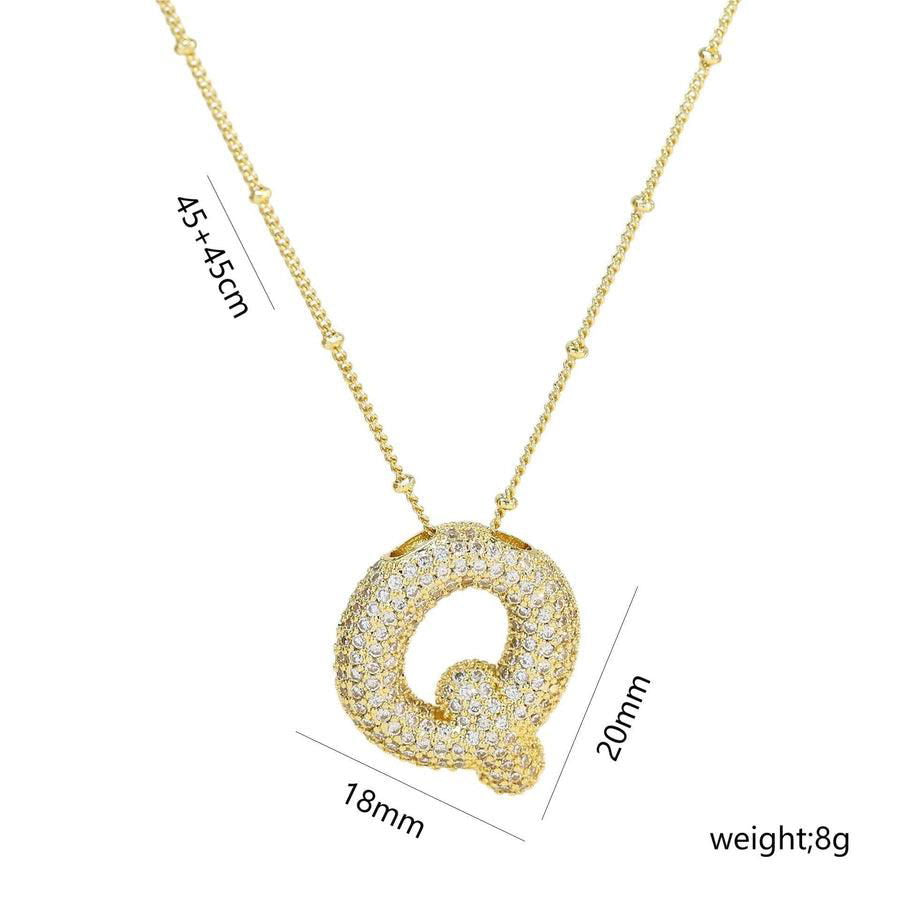 Copper Gold Plated IG Style Korean Style Plating Inlay Letter Zircon Pendant Necklace - Jewelry Trends USA