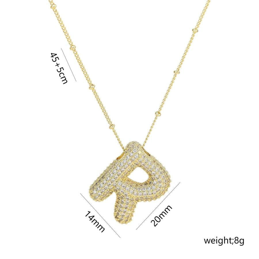 Copper Gold Plated IG Style Korean Style Plating Inlay Letter Zircon Pendant Necklace - Jewelry Trends USA