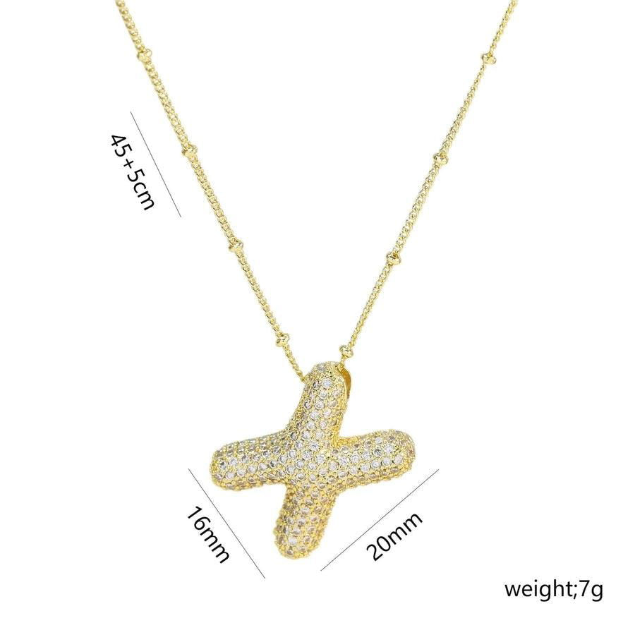 Copper Gold Plated IG Style Korean Style Plating Inlay Letter Zircon Pendant Necklace - Jewelry Trends USA