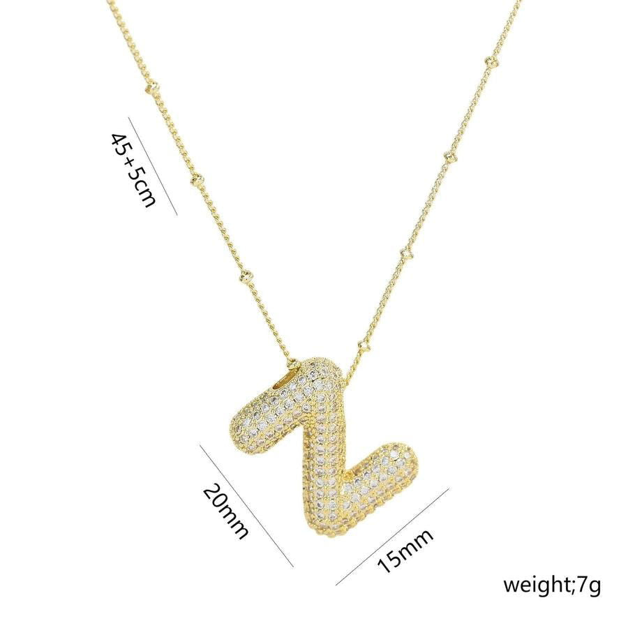 Copper Gold Plated IG Style Korean Style Plating Inlay Letter Zircon Pendant Necklace - Jewelry Trends USA