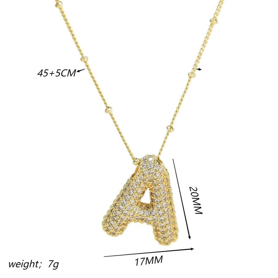 Copper Gold Plated IG Style Korean Style Plating Inlay Letter Zircon Pendant Necklace - Jewelry Trends USA