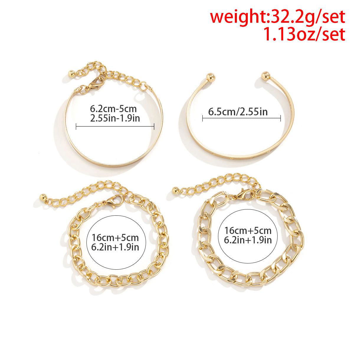 Elegant Smooth C-Shaped Hollow Chain Bracelet Set - Jewelry Trends USA