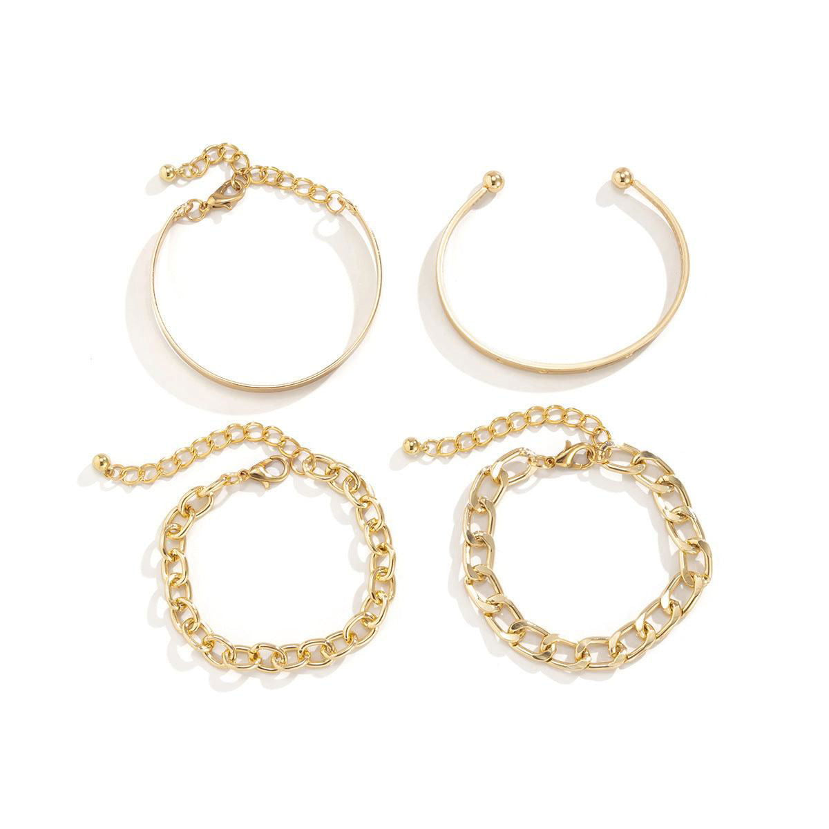 Elegant Smooth C-Shaped Hollow Chain Bracelet Set - Jewelry Trends USA