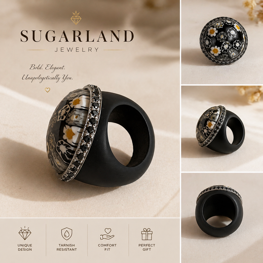 Midnight Blossom Statement Ring – SUGARLAND JEWELRY