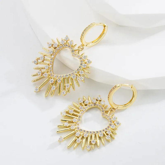 Fashion Heart Shape Alloy Earrings Zircon Copper Earrings - Jewelry Trends USA