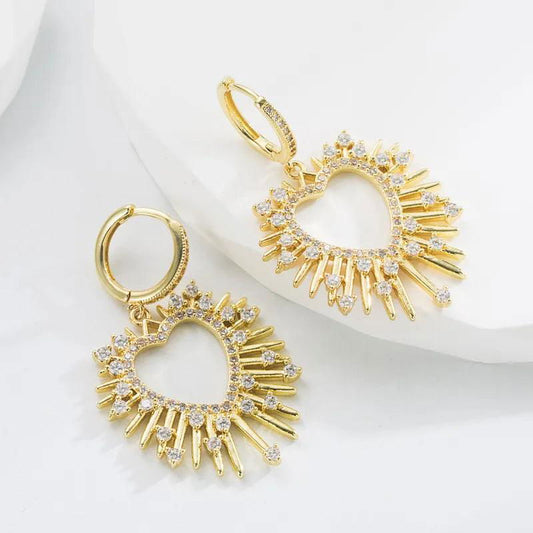 Fashion Heart Shape Alloy Earrings Zircon Copper Earrings - Jewelry Trends USA