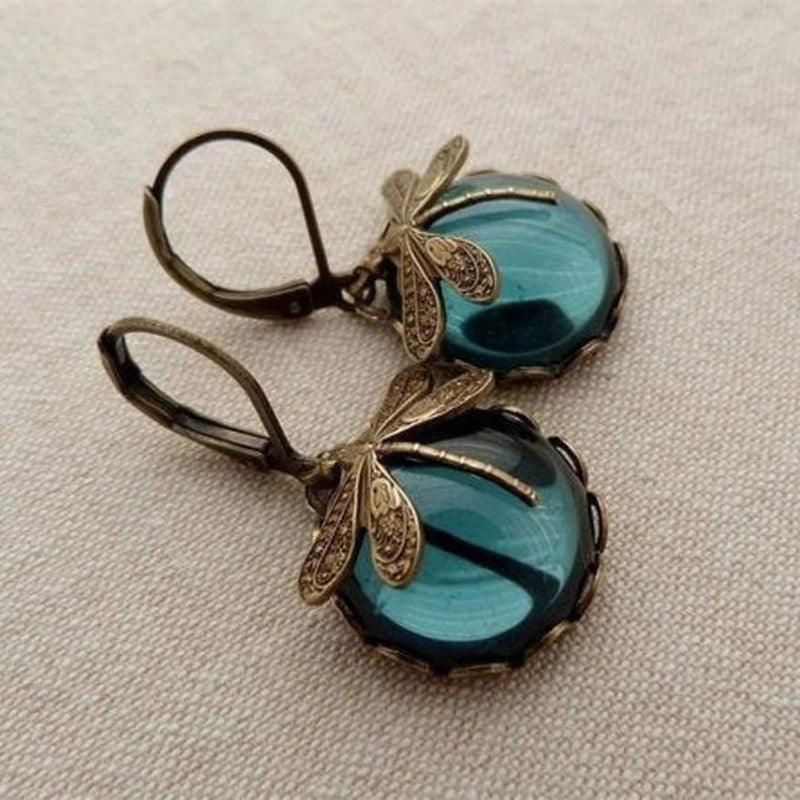 Fashion Jewelry Women's Earrings Hanging Vintage Dragonfly Pendant Earring Boho Chakra Blue Moonstone Drop Earrings For Women Wedding Charm Ethnic Jewellery - Jewelry Trends USA