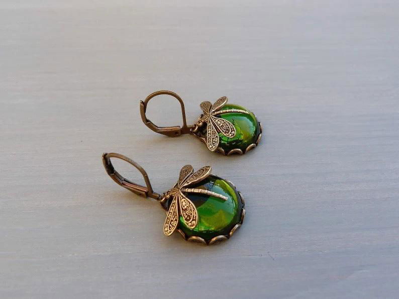 Fashion Jewelry Women's Earrings Hanging Vintage Dragonfly Pendant Earring Boho Chakra Blue Moonstone Drop Earrings For Women Wedding Charm Ethnic Jewellery - Jewelry Trends USA
