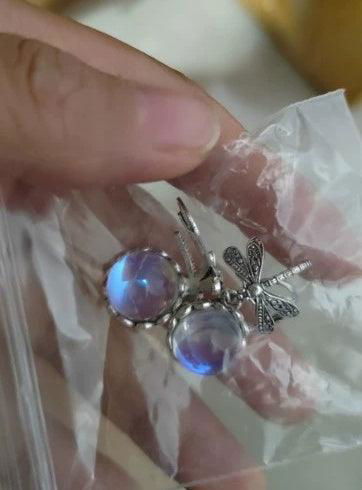 Fashion Jewelry Women's Earrings Hanging Vintage Dragonfly Pendant Earring Boho Chakra Blue Moonstone Drop Earrings For Women Wedding Charm Ethnic Jewellery - Jewelry Trends USA