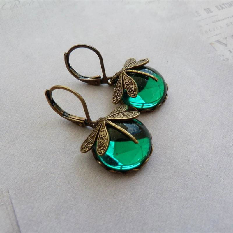 Fashion Jewelry Women's Earrings Hanging Vintage Dragonfly Pendant Earring Boho Chakra Blue Moonstone Drop Earrings For Women Wedding Charm Ethnic Jewellery - Jewelry Trends USA