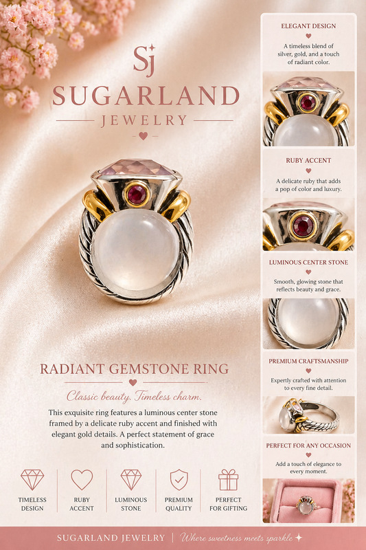 💎 Radiant Gemstone Statement Ring