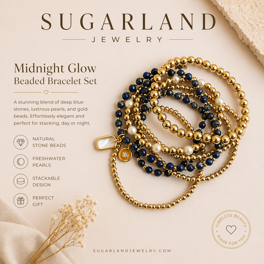 Midnight Glow Beaded Bracelet Set