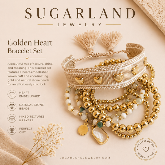 Golden Heart Bracelet Set