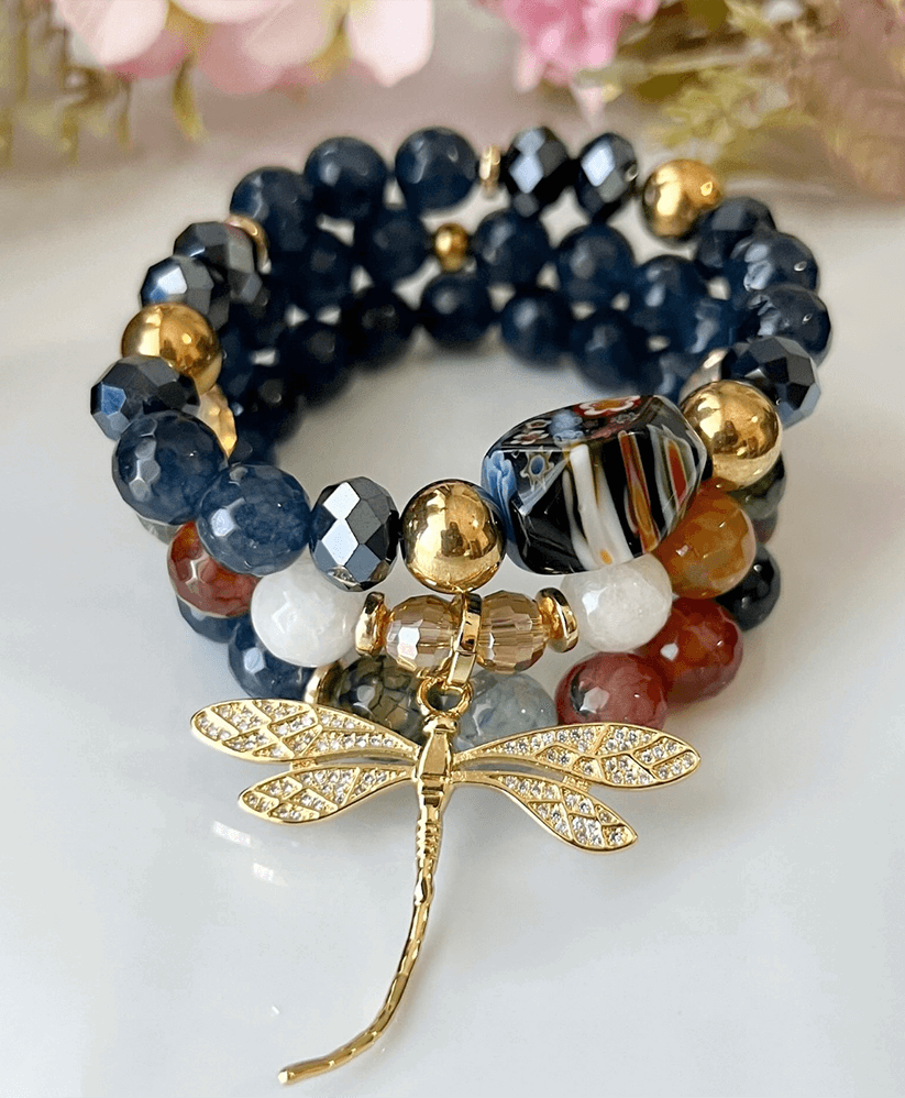 Green and Purple Dragonfly Bracelet - Jewelry Trends USA