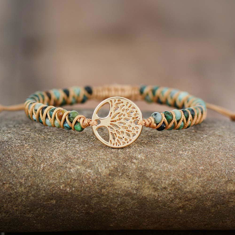 Handmade African Jasper Tree of Life String Braided Bracelet - Jewelry Trends USA